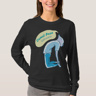 Camel Pose Yoga Mouse Aqua And Blue T-Shirt