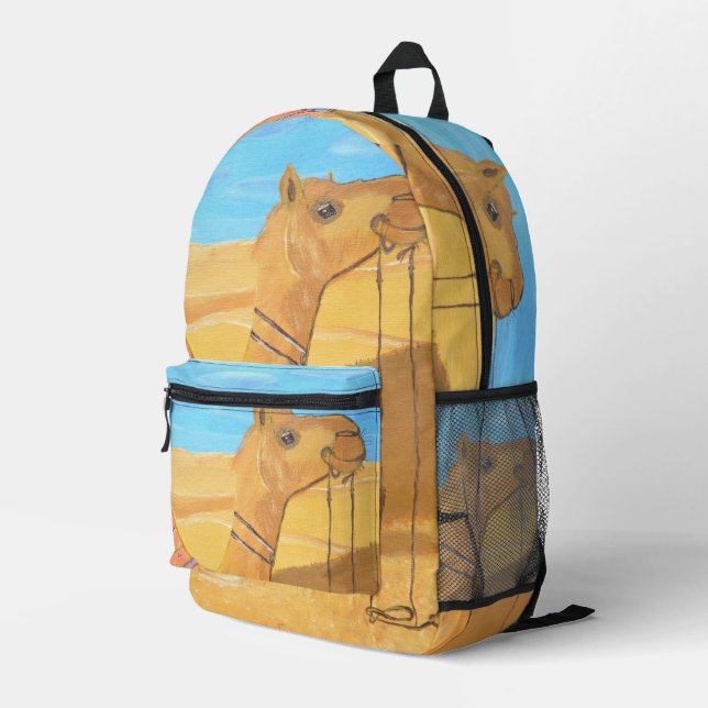 Camel  printed backpack (Back Corner Right)