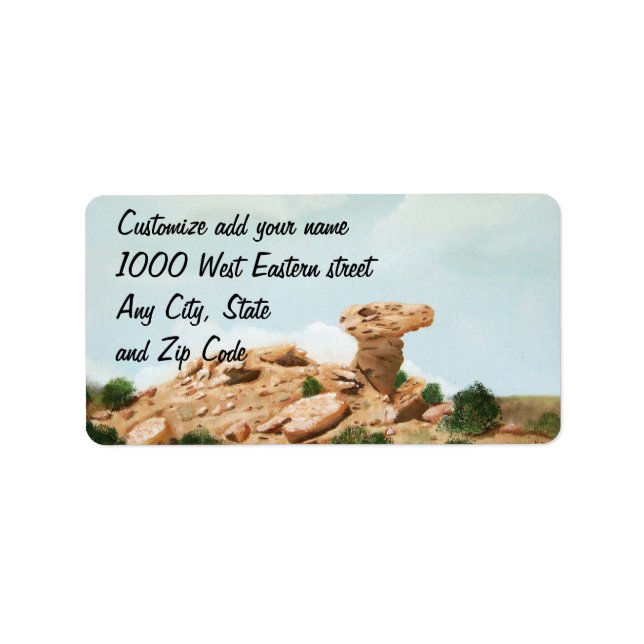 Camel Rock - Santa Fe, New Mexico Oil Painting Label (Front)