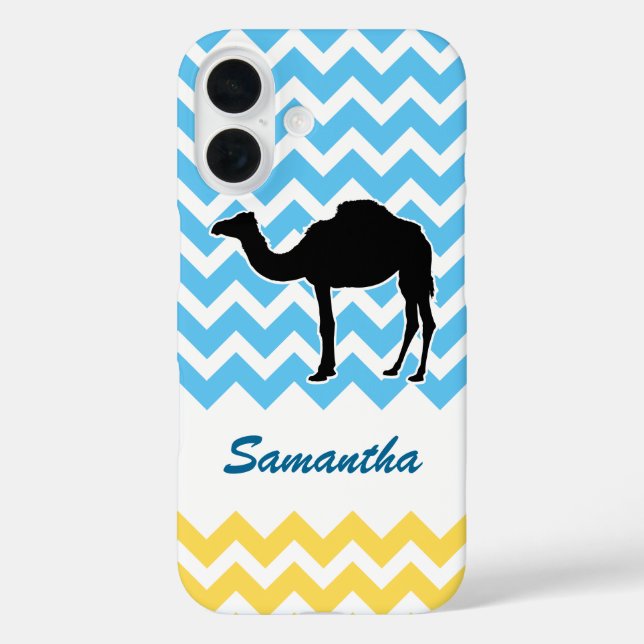 Camel Silhouette on Blue and Yellow Chevron Case-Mate iPhone Case (Back)