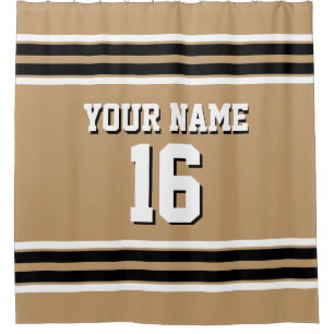 Camel Tan Black White Stripes Sports Jersey Shower Curtain