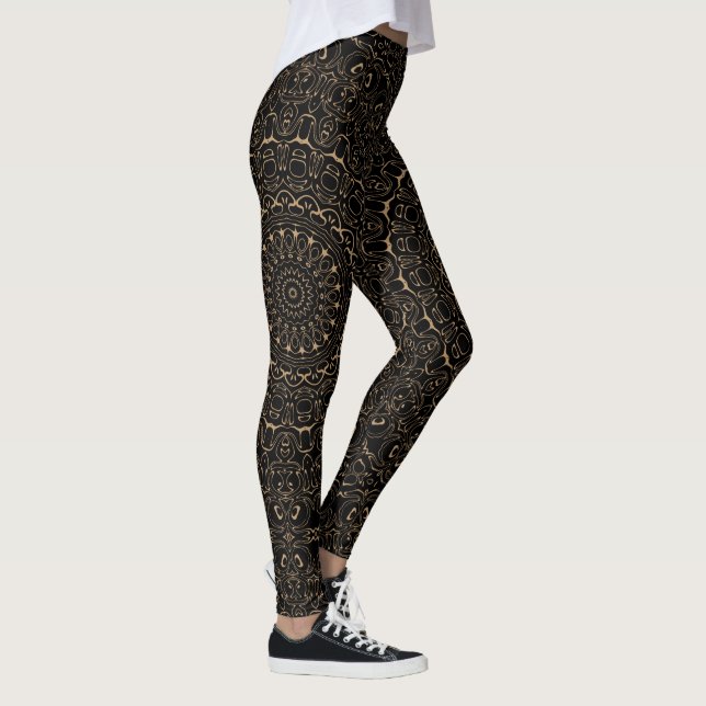 Camel Tan Mandala with Elegant Symmetry Leggings (Right)
