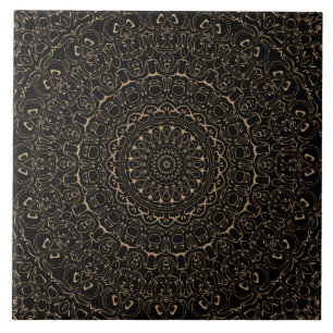 Camel Tan Mandala with Elegant Symmetry Tile