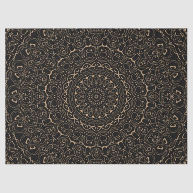 Camel Tan Mandala with Elegant Symmetry Tissue Paper (Front)