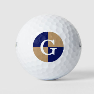 Camel Tan Navy Blue LG Chequered Monogram Golf Balls