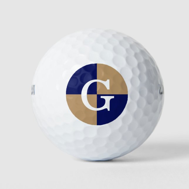 Camel Tan Navy Blue LG Chequered Monogram Golf Balls (Front)