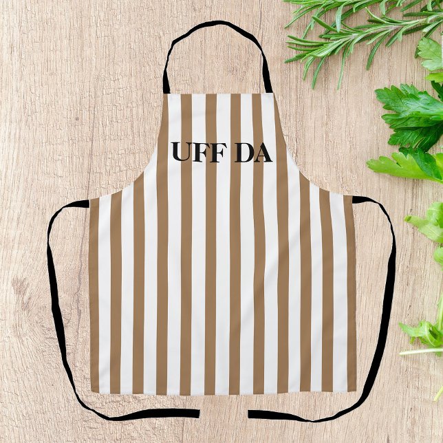 Camel Tan Striped Uff Da All-Over Print Apron (Creator Uploaded)