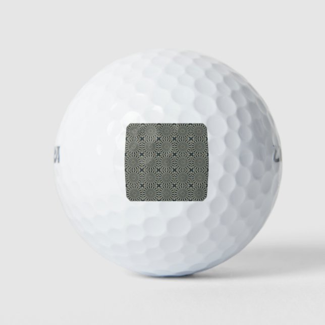 Camel Teal and Grey Circles Tile Pattern Golf Balls (Front)