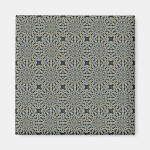 Camel Teal and Grey Circles Tile Pattern Magnet