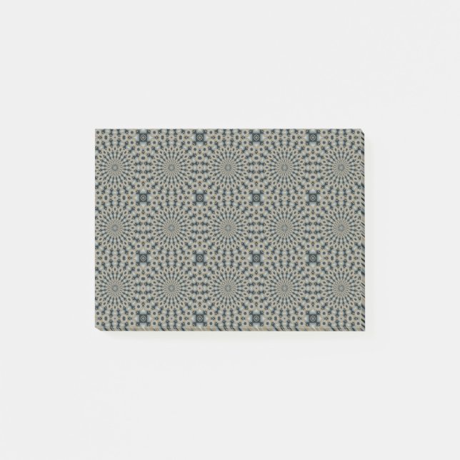 Camel Teal and Grey Circles Tile Pattern Post-it Notes (Front)