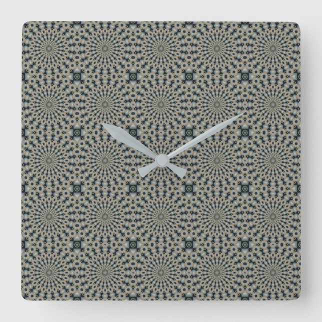 Camel Teal and Grey Circles Tile Pattern Square Wall Clock (Front)