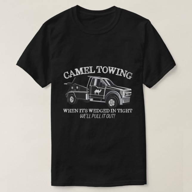 Camel Towing Funny Adult Humour Gag Tee (Design Front)