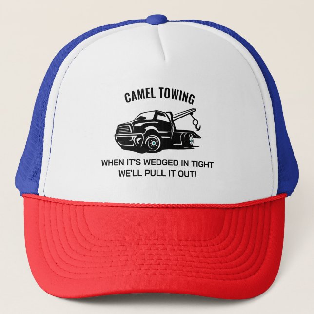 Camel Towing Funny Humour Snapback Retro Trucker Hat (Front)
