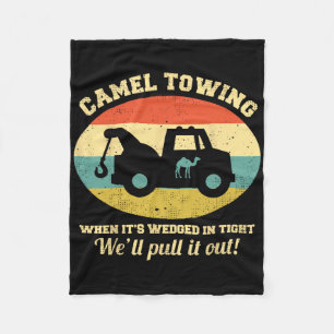 Camel Towing Retro Adult Humour Saying Fun Hallowe Fleece Blanket