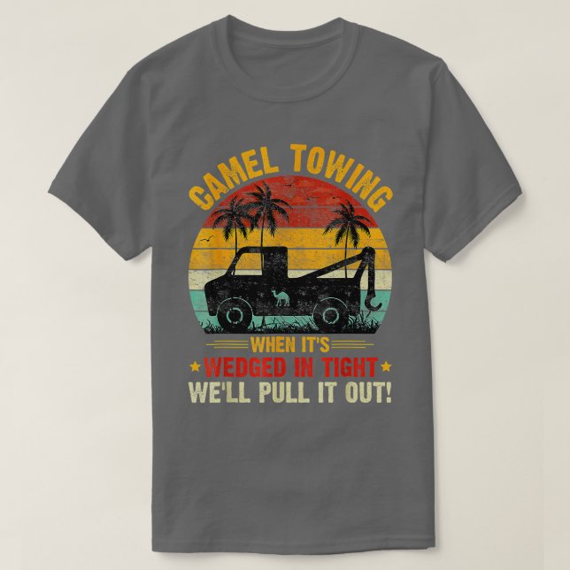 Camel Towing Retro Adult Humour Saying Funny Hallo T-Shirt (Design Front)