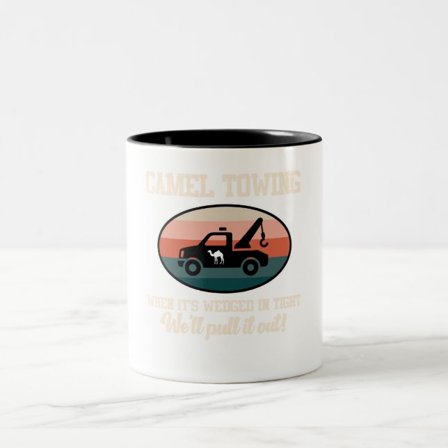 Camel Towing Sarcasm Animal Lover Camels Pet Owner Two-Tone Coffee Mug (Center)