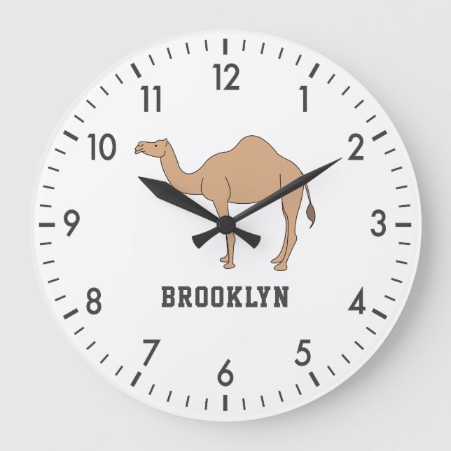 Camel Unique Boy Birthday Personalized Custom Name Large Clock (Front)