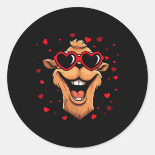 Camel Valentine Sungles Heart Cute Lovers Classic Round Sticker
