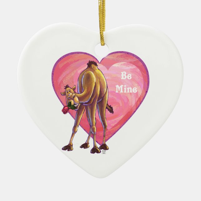 Camel Valentine's Day Ceramic Tree Decoration (Front)