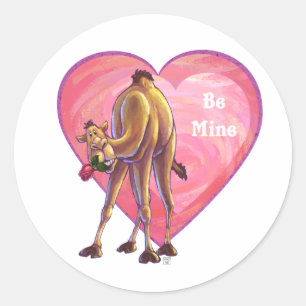Camel Valentine's Day Classic Round Sticker