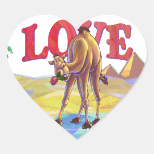 Camel Valentine's Day Heart Sticker