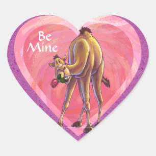 Camel Valentine's Day Heart Sticker