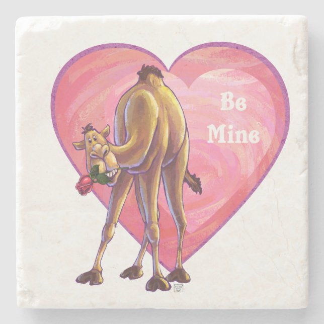 Camel Valentine's Day Stone Coaster (Front)