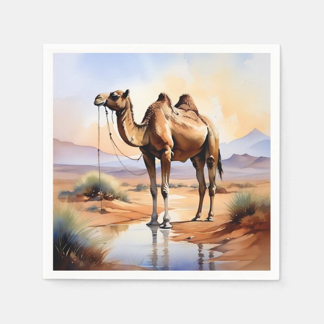 Camel Watercolor Nature Napkin (Front)