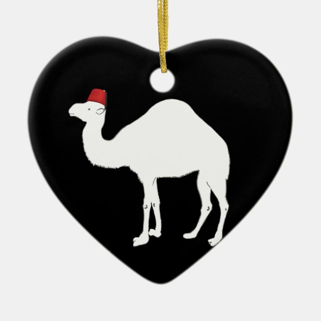 Camel Wearing A Fez Ceramic Tree Decoration (Front)