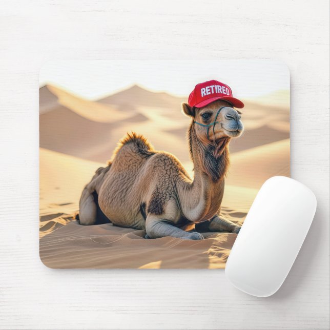 Camel Wearing a Red Retired Cap Mouse Mat (With Mouse)