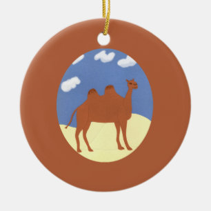 Camel Whimsical on Desert Dunes Ceramic Tree Decoration