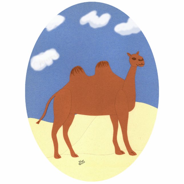 Camel Whimsical on Desert Dunes Standing Photo Sculpture (Front)