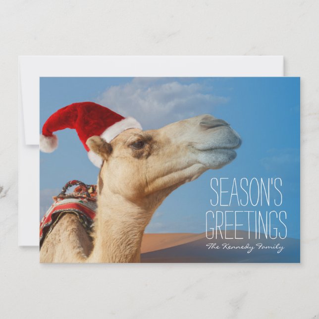 camel with christmas hat holiday card (Front)