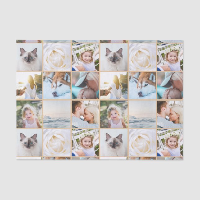 Camel | Your Photo Custom Grid Collage Tissue Paper (Front)
