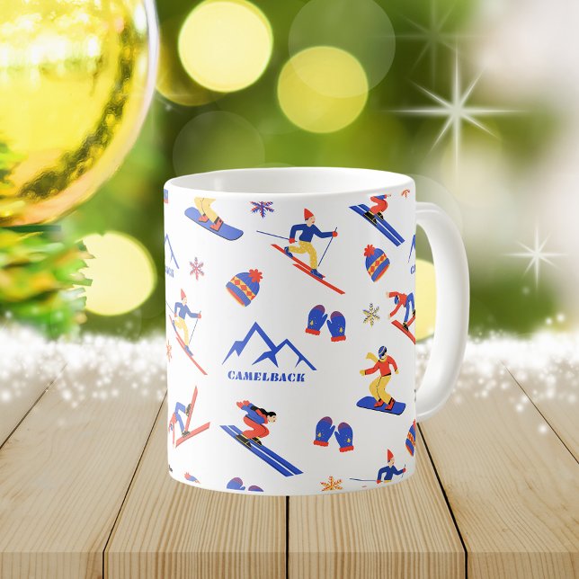 Camelback Pennsylvania Ski Snowboard Pattern Coffee Mug (Camelback Pennsylvania ski snowboard winter snow vacation christmas holidays mug)