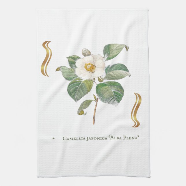 Camelia blanc tea towel (Vertical)
