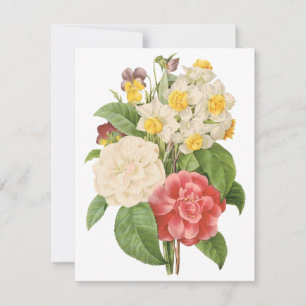 Camelias and Daffodils by Redoute Invitation