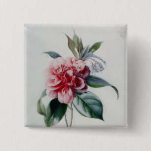 Camellia 15 Cm Square Badge