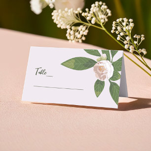 Camellia and Greenery Simple Elegant Wedding Place Card
