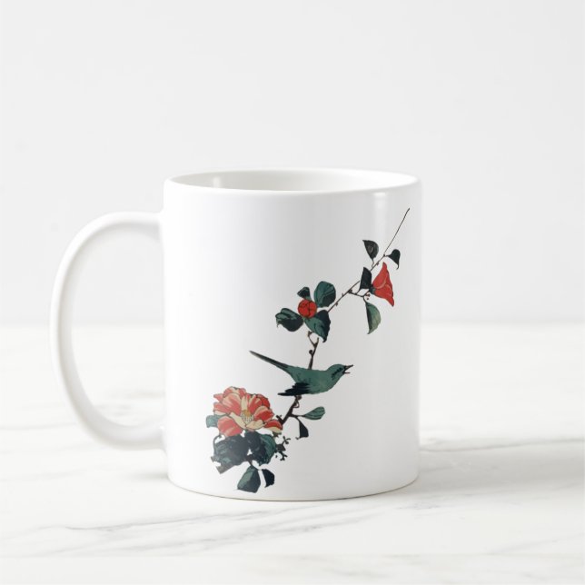 Camellia and the Bush Warbler Coffee Mug (Left)