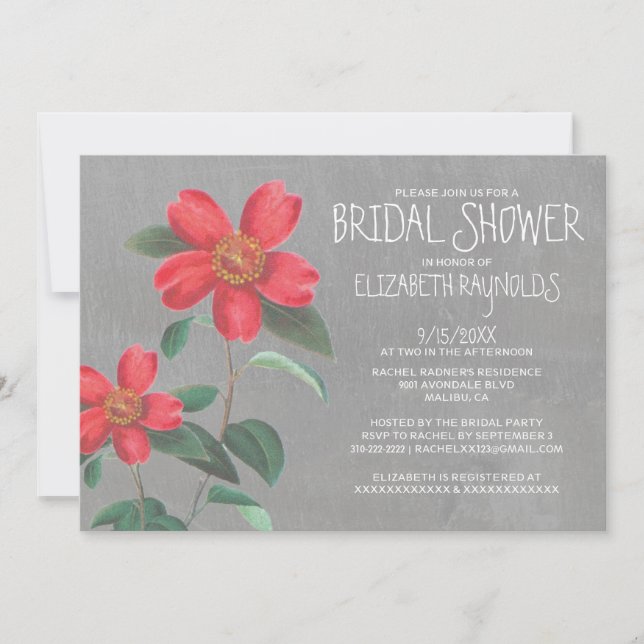 Camellia Bridal Shower Invitations (Front)