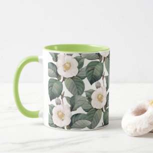 Camellia Florals On White Mug
