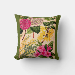 camellia, forsythia, rhododendron and acacia cushion