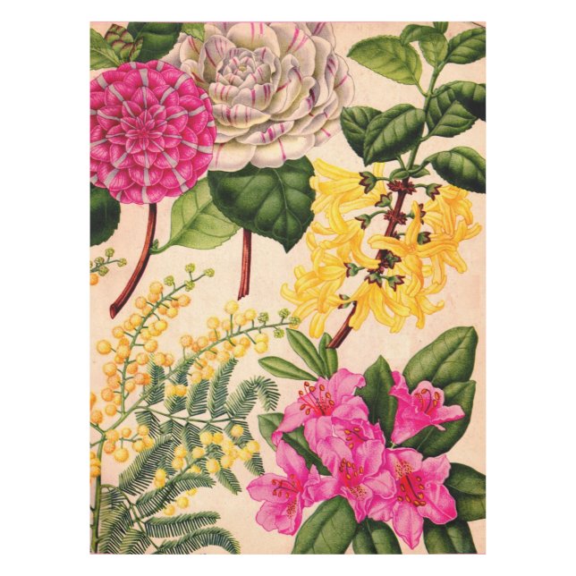 camellia, forsythia, rhododendron and acacia tablecloth (Front)