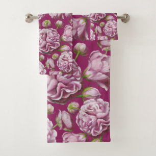 Camellia Rose Garden Flowers  Bath Towel Set