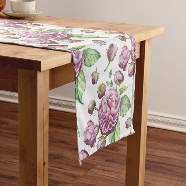 Camellia Rose Garden Flowers   Short Table Runner (In Situ)