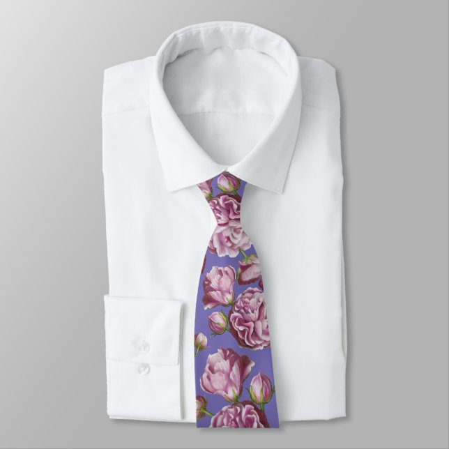 Camellia Rose Garden Flowers Tie (Tied)
