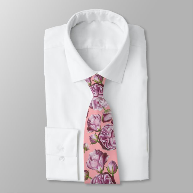 Camellia Rose Garden Flowers Tie (Tied)