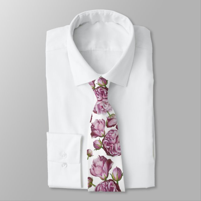 Camellia Rose Garden Flowers Tie (Tied)
