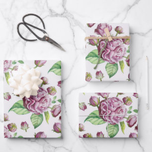 Camellia Rose Garden Flowers Wrapping Paper Sheet